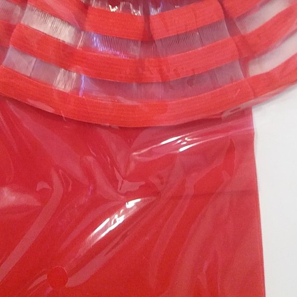 NWOT Red Thigh High Nylon Stockings. - Picture 2 of 5